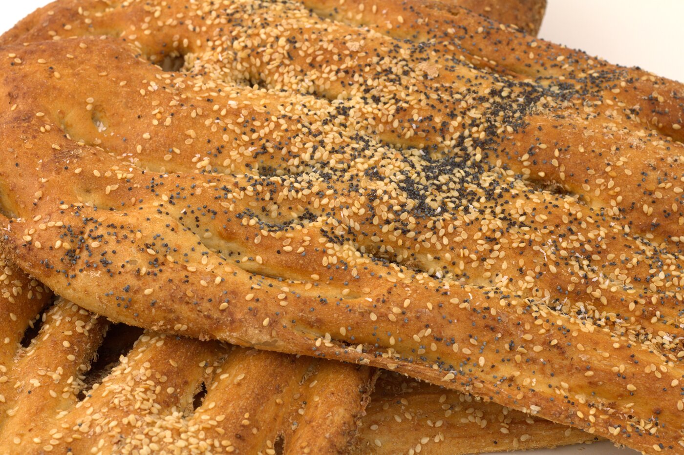 Close-up of Barbari’s golden crust and distinctive grooves