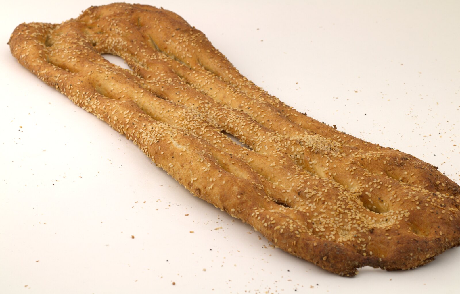 Freshly baked Barbari, a long Iranian flatbread with sesame